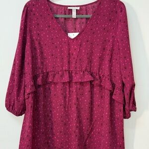 Chic Plum Ruffle Blouse